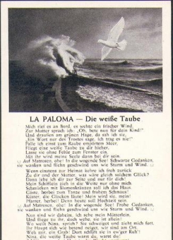 Song card La Paloma - the white dove * approx. 1940