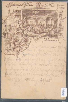 Dresden Grosse Kirchgasse Ludewig's Pilsner Beer Hall Litho o 7.12.1892