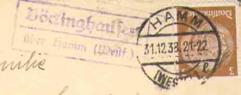 54630 Bockinghausen post office stamp on letter o 12/31/1938