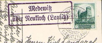 01904 Medewitz via Neukirch post office stamp o 20.9.1934 On AK Bautzen