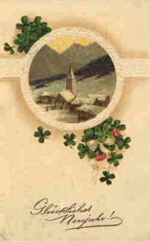 New Year shamrock embossed card o 29.12.1909