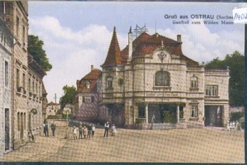 04749 Ostrau Jahnatal Gasthof zum Wilden Mann * 1917