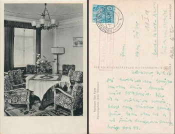 16866 Karnzow via Neustadt (Dosse) country postmark on postcard convalescent home "Ernst Thalmann" o 7.1.1957