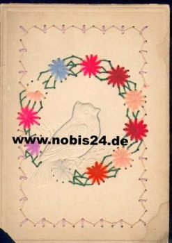 Taube mit Blumen Ausstrickbild *ca 1930