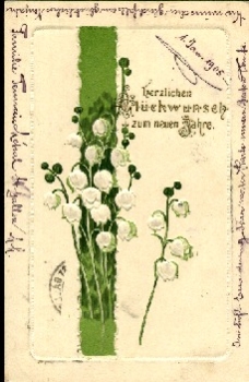 Maiglöckchen Prägekarte, Neujahr 2.1.1901