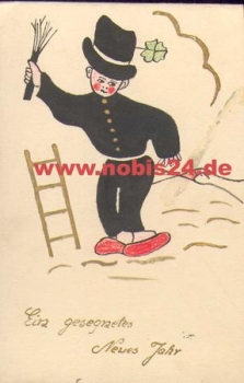 Chimney sweep with goose, folded card used. 1956