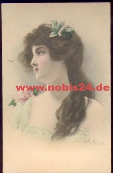 Woman with hat M. M. Vienne artist card M. Munk sig. v. Wichera 229 * approx. 1920