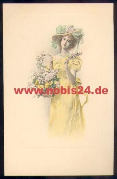 Woman with a basket of flowers Artist's card M. M. Vienne No. 276 M. Munk * approx. 1920