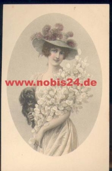 Woman with dog artist card M. M. Vienne No. 530 M. Munk * approx. 1920