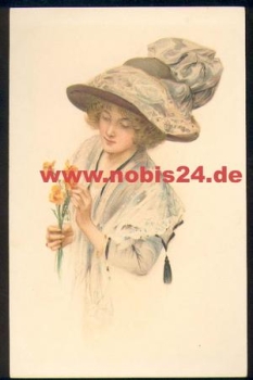 Woman with hat artist card M. M. Vienne No. 830 M. Munk * approx. 1920