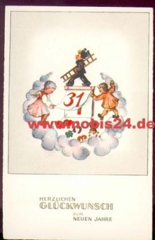 Chimney sweep with calendar and angel * approx. 1940