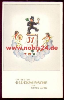 Chimney sweep with calendar and angel * approx. 1940