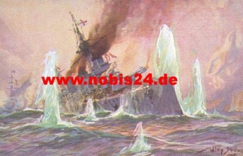 Seegefecht in der Nordsee Künstlerkarte Willy Stöwer *ca. 1915
