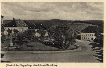 Joehstadt  Erzgebirge Markt mit Hassberg o ca. 1940