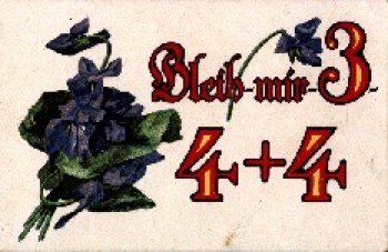 Violets with saying, Stay with me 3, 4 + 4, * approx. 1920