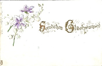 Violets with lilies of the valley, embossed card, * approx. 1900