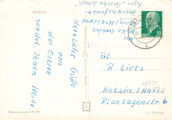 18439 Devin country postmark o July 26, 1962 on AK Stralsund