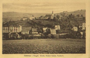 09423 Gelenau Erzgebirge Church, low school, gym, 02/05/1961