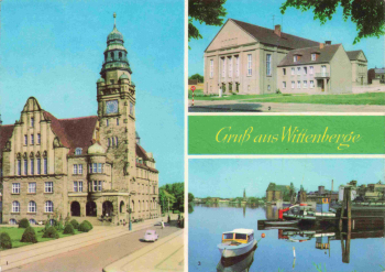 19322 Wittenberge Mehrbildkarte Hafen Schiff Kulturhaus 1966