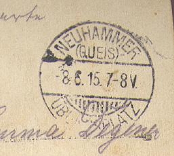 Tupp practice area Neuhammer Queis stamp on AK 8/8/1915