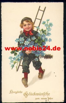 Chimney sweep with flowers, gebr. circa 1930