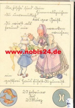 Sign of the zodiac, Pisces with characteristics, No. 860/3 * approx. 1950