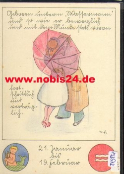 Sign of the zodiac, Aquarius with characteristics, No. 860/2 * approx. 1950
