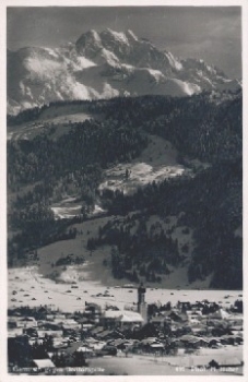 82467 Garmisch gegen Dreitorspitze im Winter gebr. ca. 1930