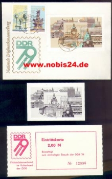 Dresden stamp exhibition 1979 FDC entry ticket and black print