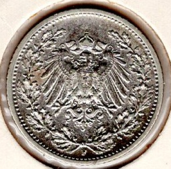 1/2 Mark 1905 G German Empire Silver Coin