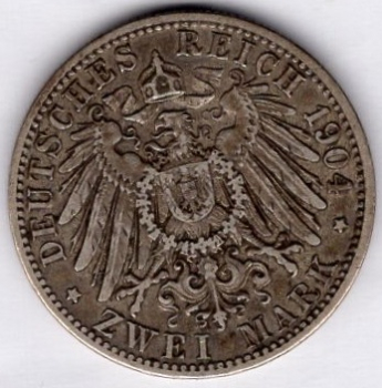 2 Mark Bavaria 1904 Otto Silver Coin