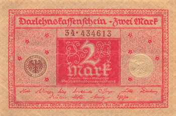2 Mark Darlehnskassenschein German Reich 1920