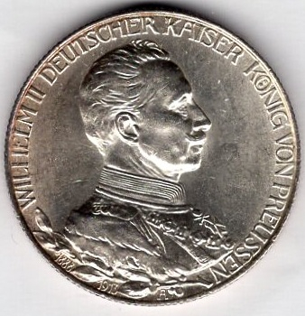 2 Mark Prussia 1913 Kaiser Wilhelm II in Uniform