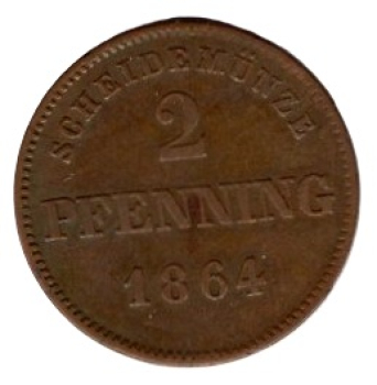2 Pfennig Bayern 1864 Maximilian II. Joseph
