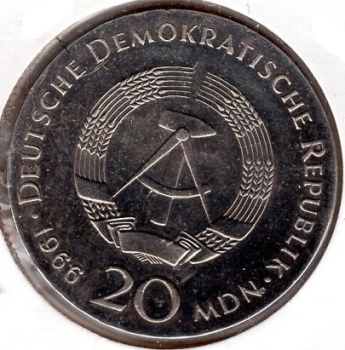 20 Mark DDR 1966 Gottfried Wilhelm Leibnitz Silbermünze