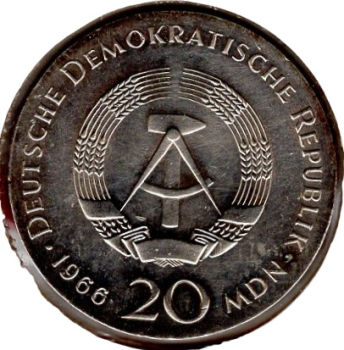 20 Mark DDR 1966 Gottfried Wilhelm Leibnitz Silbermünze