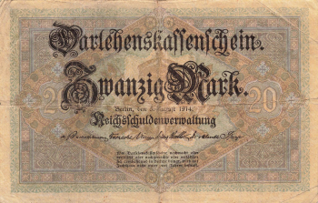 20 Mark Darlehenskassenschein 5. August 1914 