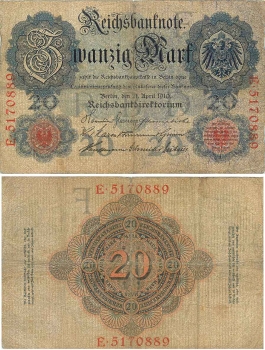20 Mark Reichsbanknote 21. April 1910