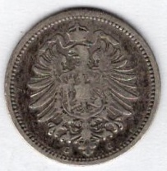 20 Pfennig 1874 G Imperial Silver Coin