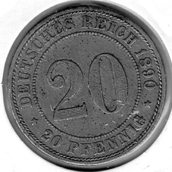 20 Pfennig 1890 A Deutsches Kaiserreich