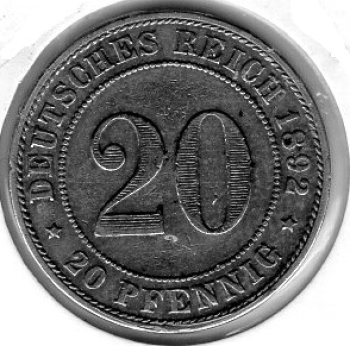 20 Pfennig 1892 A Deutsches Kaiserreich