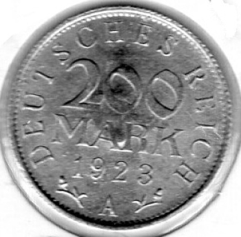 200 Mark 1923 A Weimar Republic countermark O