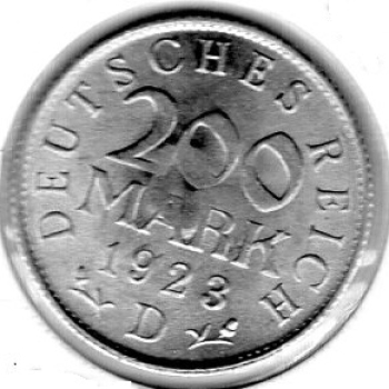 200 Mark 1923 D Weimar Republic countermark O