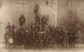 Feuerwehr Gruppe, Echtfoto, * ca. 1920