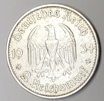 Jager 0355 - 2 Reichsmark 1934 A garrison church with date