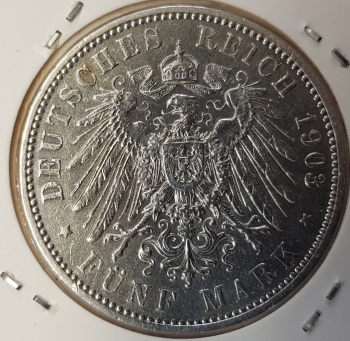 Hunter 130 - 5 Mark Saxony 1903 King Georg EF + silver coin