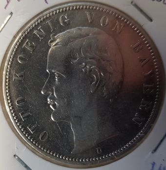 5 Mark Bavaria 1908 Otto silver coin