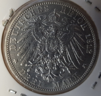 3 Mark Baden 1912 Friedrich II vz-stgl