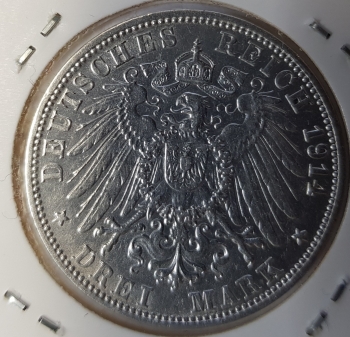 3 Mark Baden 1914 Friedrich II stgl