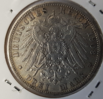 3 Mark Bayern 1908 Otto vz-stgl